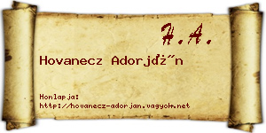 Hovanecz Adorján névjegykártya